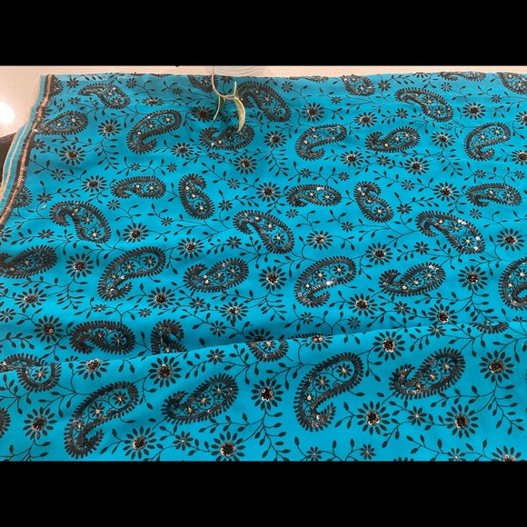 Sequins work designer saree with sequins blouse in almost new condition. - Picture 2 of 5